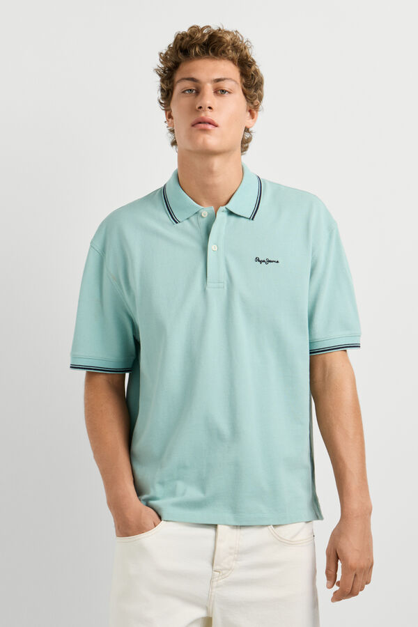 Pepe Jeans Polo piqu&eacute; regular com logo azul