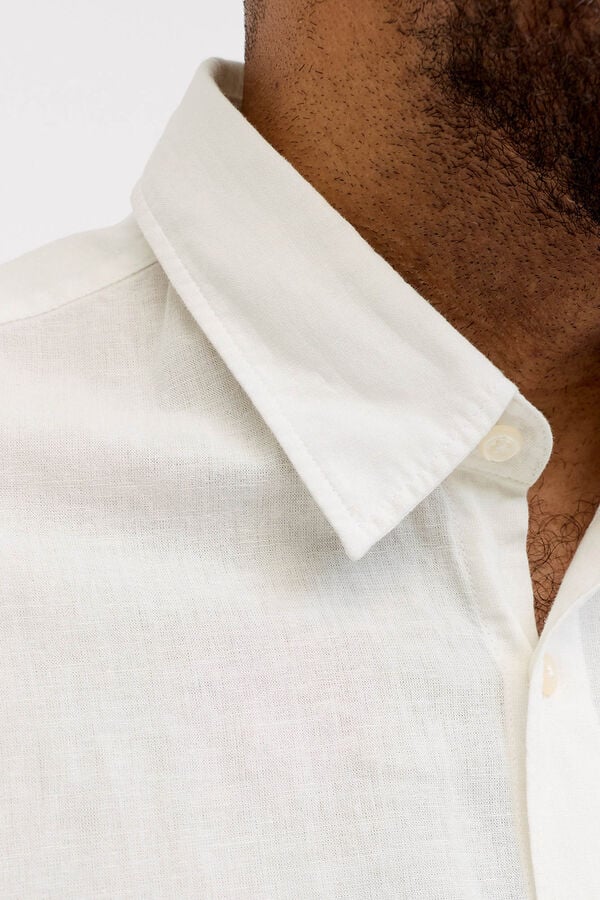 Jack & Jones PLUS Camisa manga comprida em linho branco