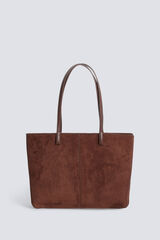 Springfield Mala tote bag efeito camur&ccedil;a castanho