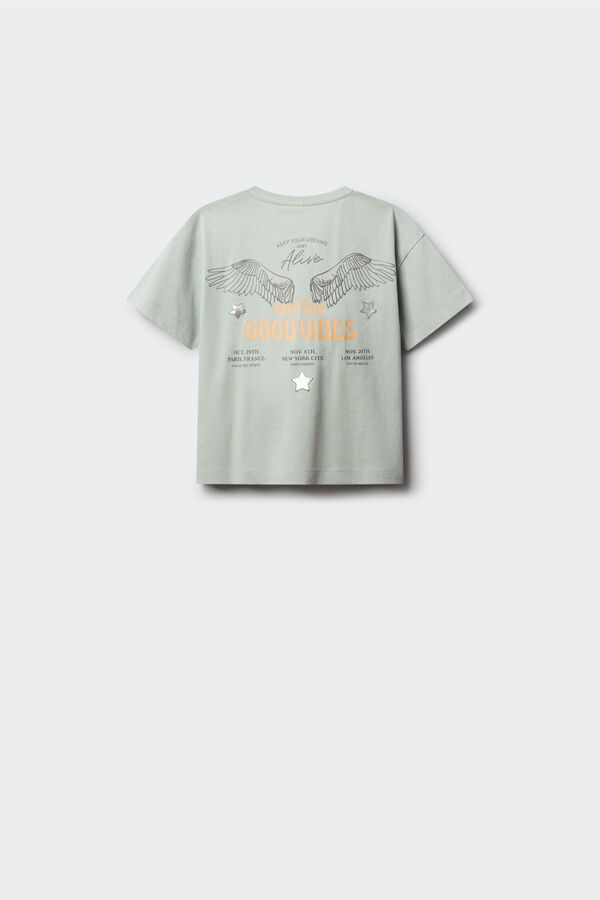 Springfield Kids T-shirt de manga curta Good vibes menina verde