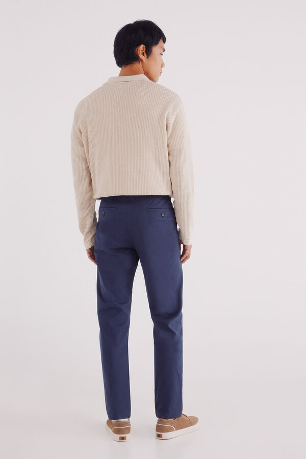 Springfield Slim fit micro-printed chinos pants blue