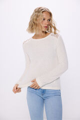 Springfield Camiseta de ombro em chenille de crochet camel