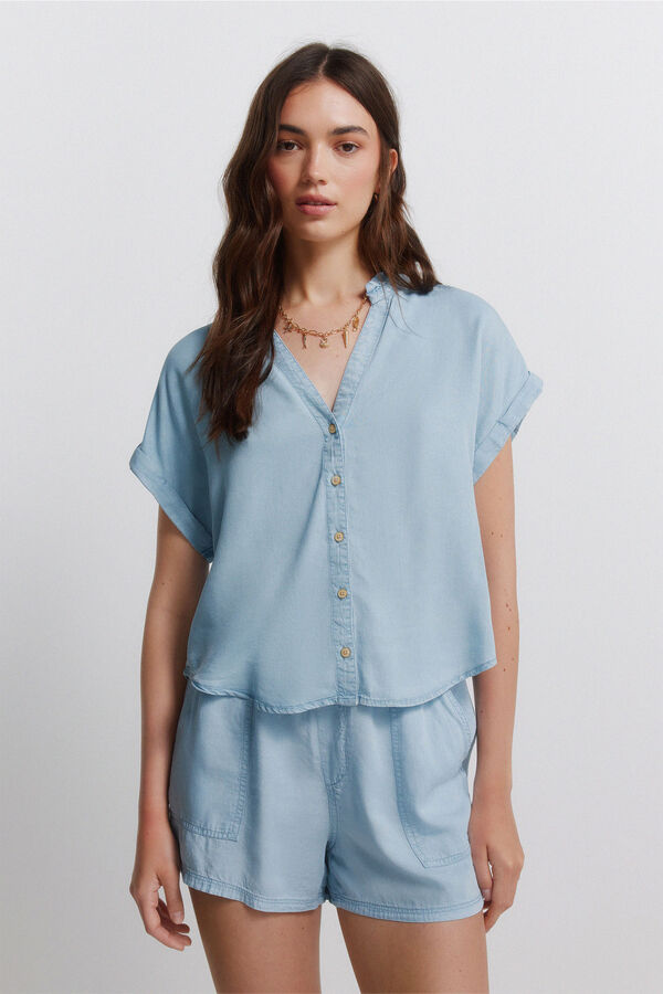 Springfield Blusa de ganga gola mao azul