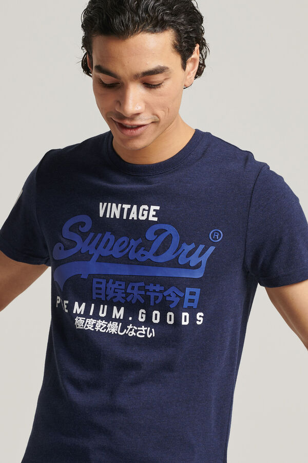 Springfield T-shirt de algodão orgânico com o logótipo Vintage Logo marinho