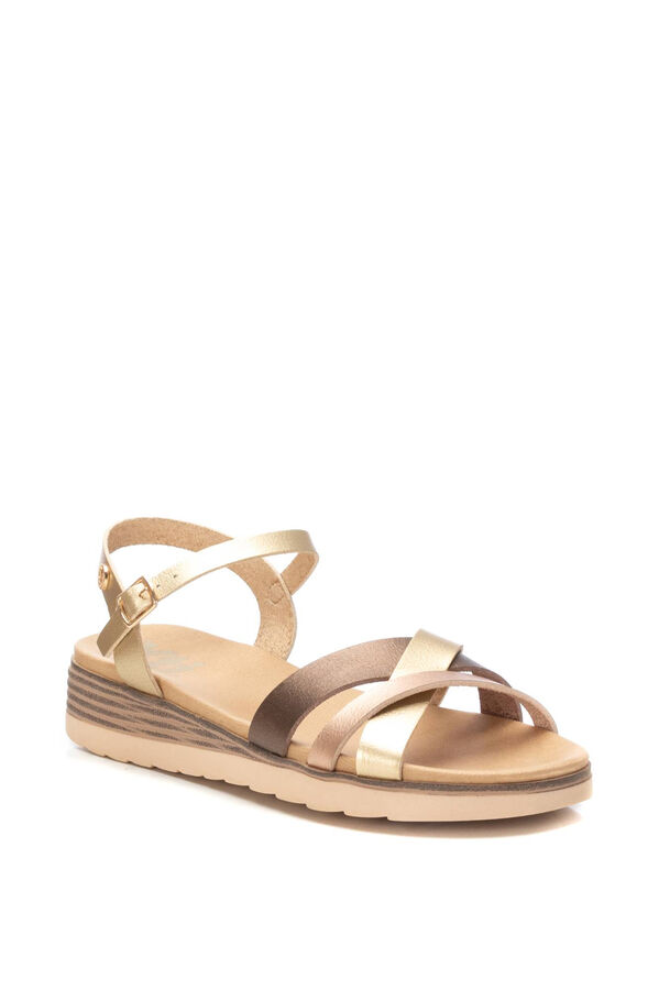 XTI Sand&aacute;lia cunha de tiras entrela&ccedil;adas estampado