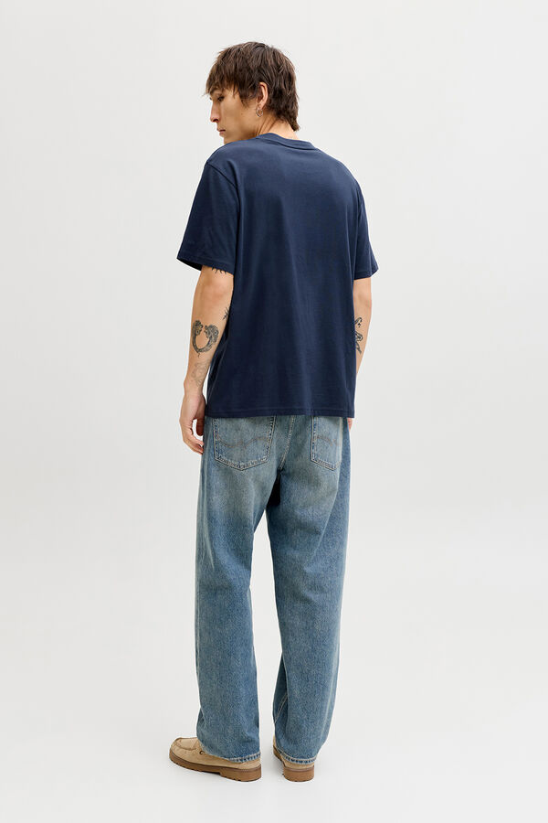 Jack & Jones T-shirt manga curta em algod&atilde;o azul