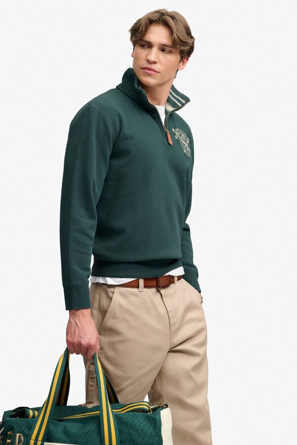 Superdry Sweatshirt de meia cremalheira verde
