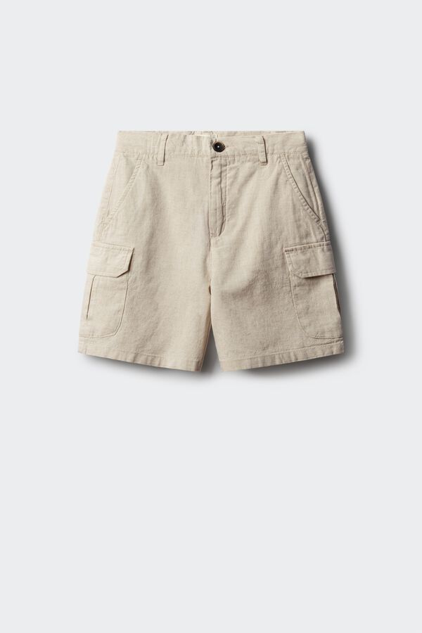 Springfield Kids Bermuda cargo em linho para menino branco
