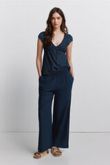 Springfield Pantal&oacute;n ancho algod&oacute;n azul