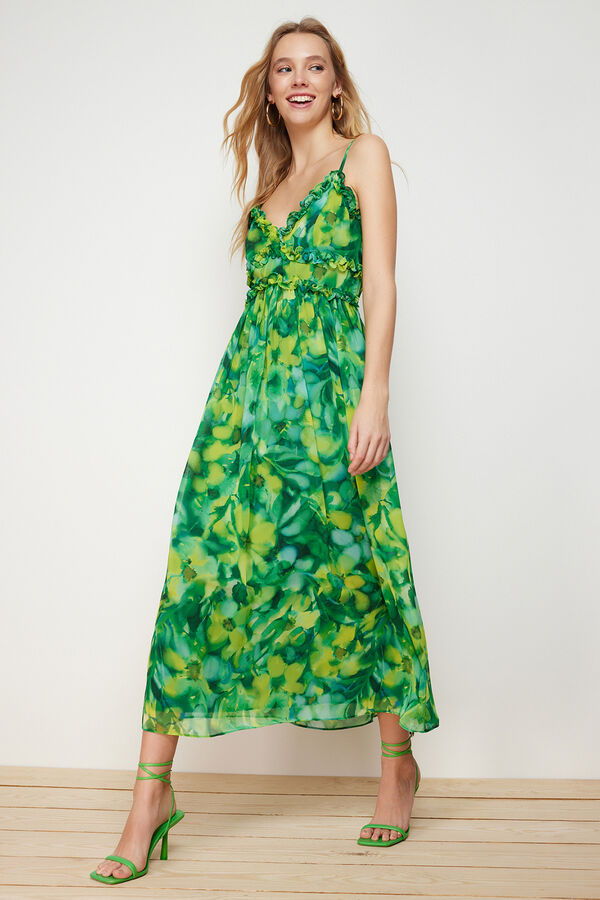 Trendyol Vestido comprido estampado verde