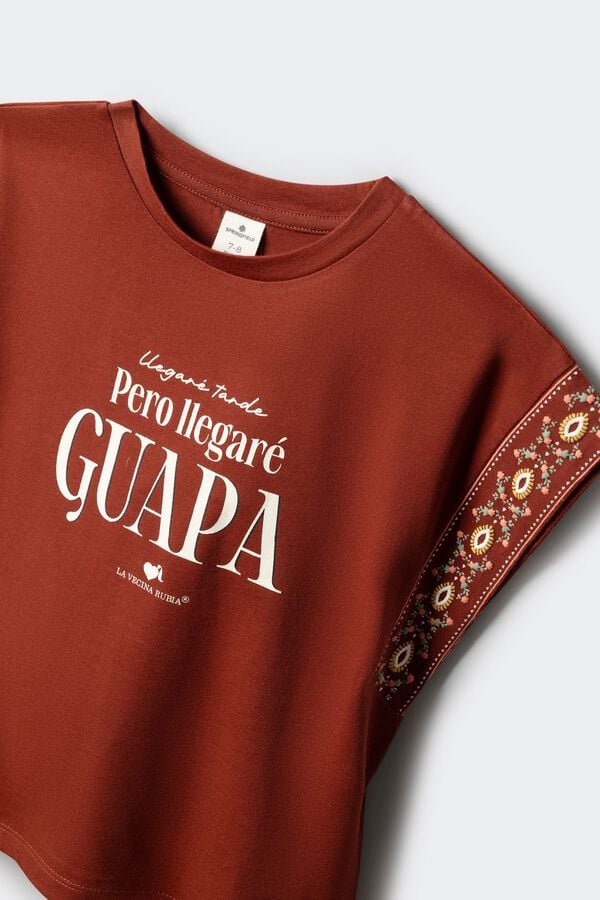 Springfield Kids T-shirt "Chegarei tarde, mas chegarei bonita" vermelho
