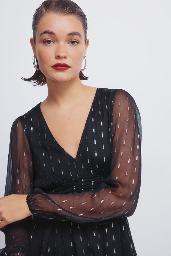 Springfield Vestido curto com detalhes em lurex preto