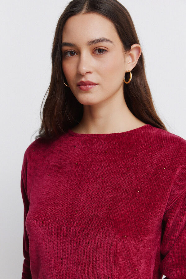 Springfield T-shirt cravejada de chenille vermelho