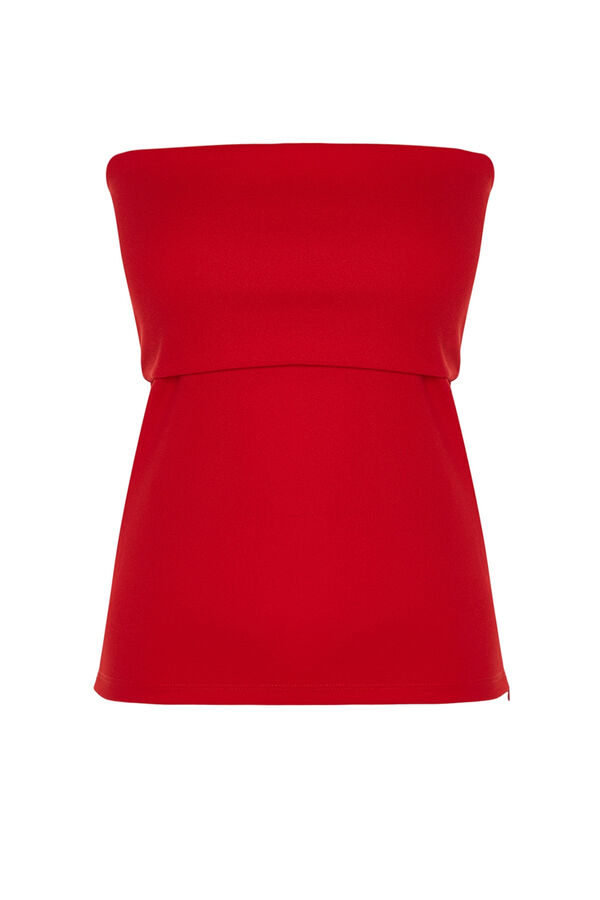 Trendyol Top com abertura palavra de honra vermelho