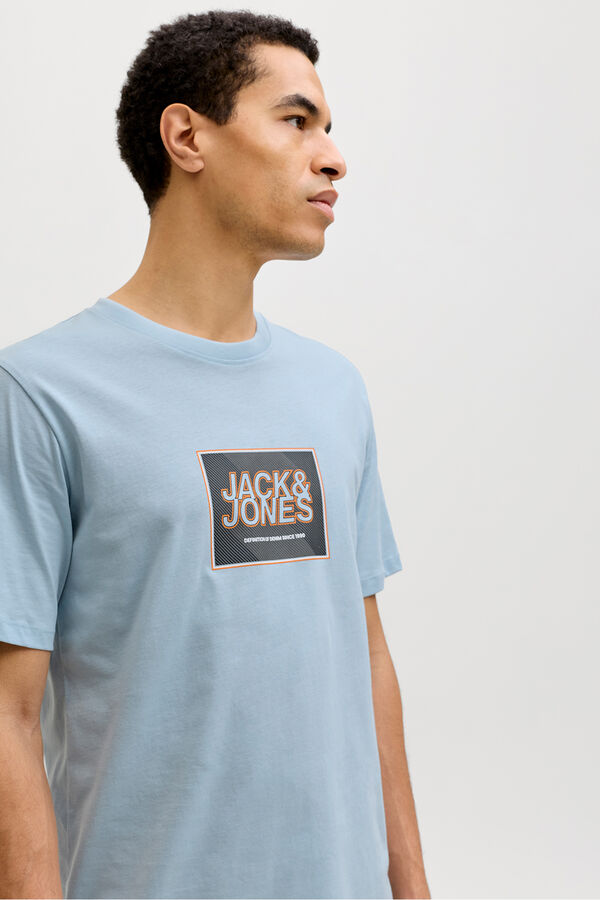 Jack & Jones Camiseta b&aacute;sica com logo azul