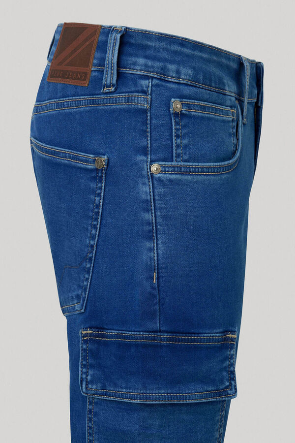 Springfield Tapered jeans cargo azul medio