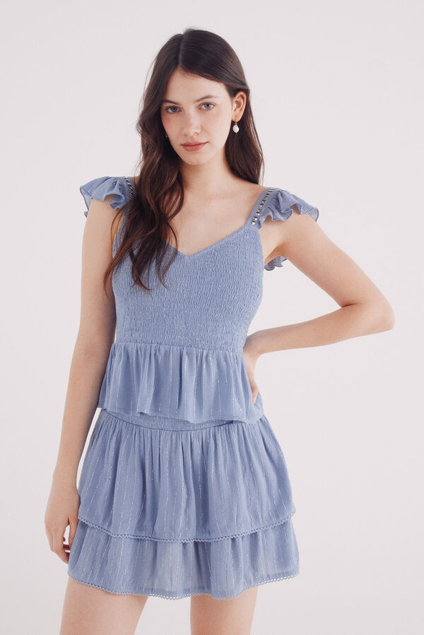 Springfield Top smock tirantes tachas azul