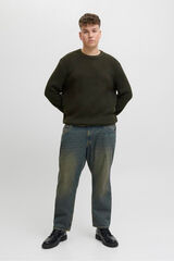 Jack & Jones PLUS Basic plain jersey-knit jumper green