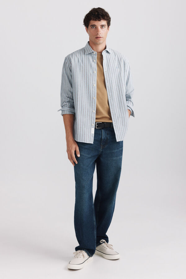 Springfield Camisa oxford &agrave;s riscas azul