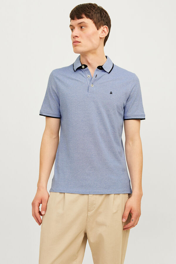 Jack & Jones Camisa polo de algod&atilde;o de manga manga curta azul