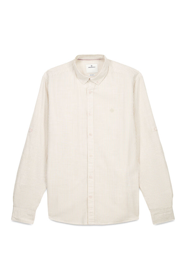 Springfield Camisa riscas de algodão bege