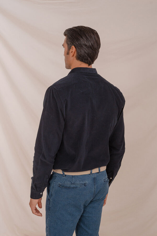 Celopman Camisa micro veludo azul