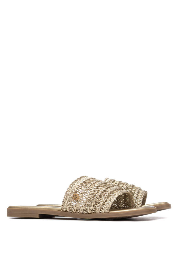 XTI Sand&aacute;lia rasa em macram&eacute; estampado