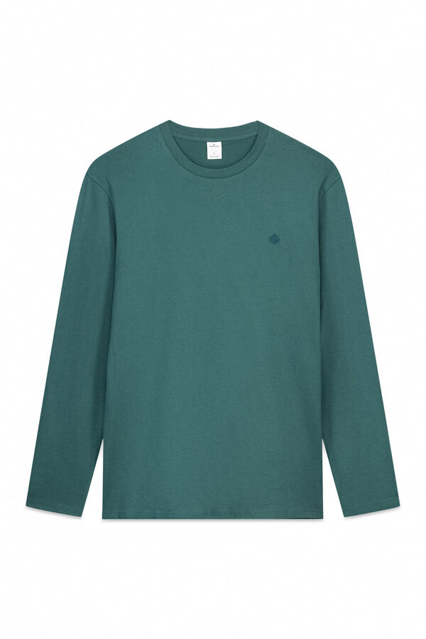 Springfield T-shirt básica de manga comprida com acabamento macio verde