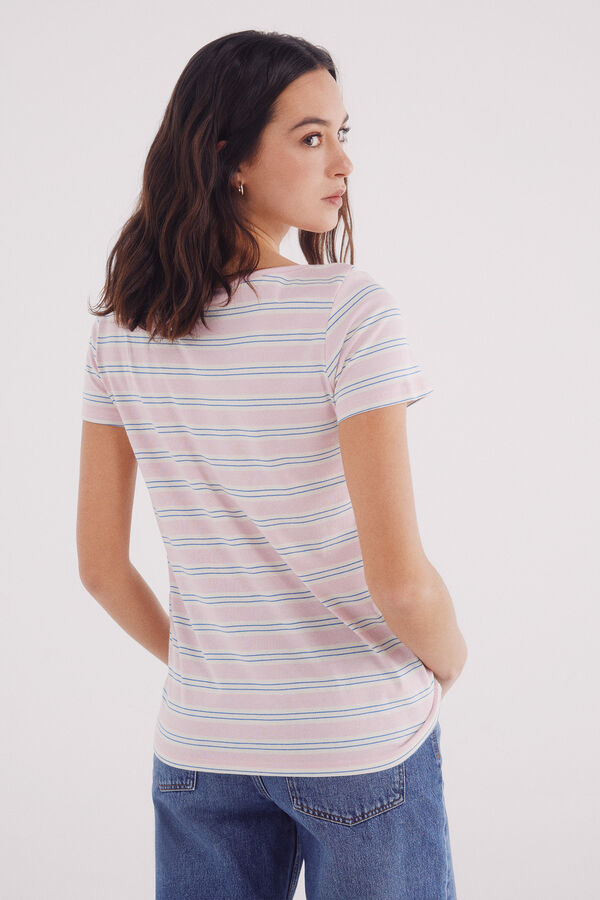 Springfield Camiseta gola canoa semi-ajustada rosa