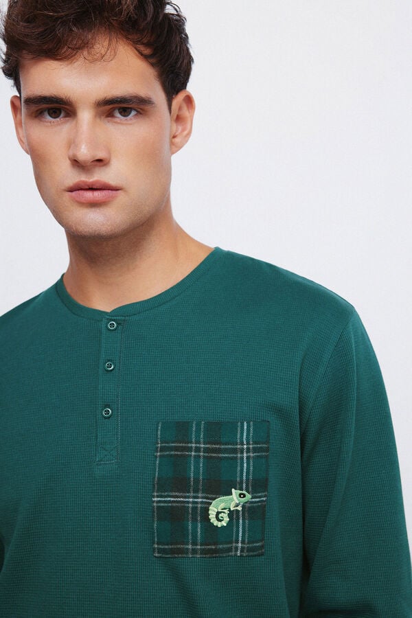 Springfield Pijama comprido com calça xadrez verde