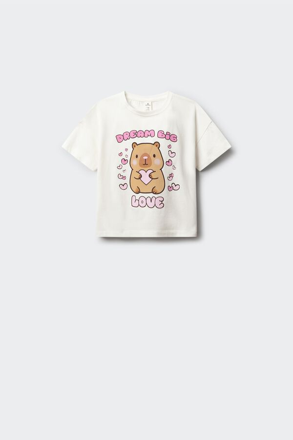 Springfield Kids T-shirt de manga curta capivara menina bege