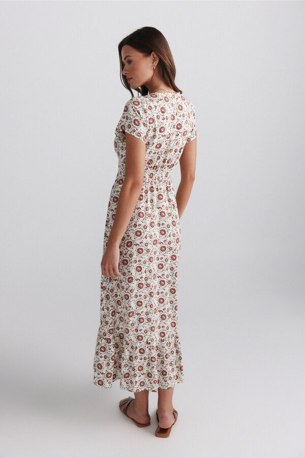 Springfield Vestido estampado de renda bege