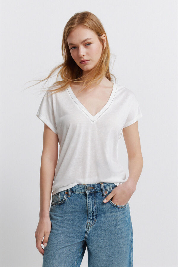 Springfield T-shirt manga morcego branco