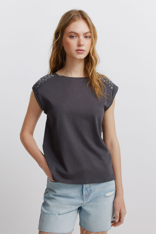Springfield T-shirt manga dobrada cinzento
