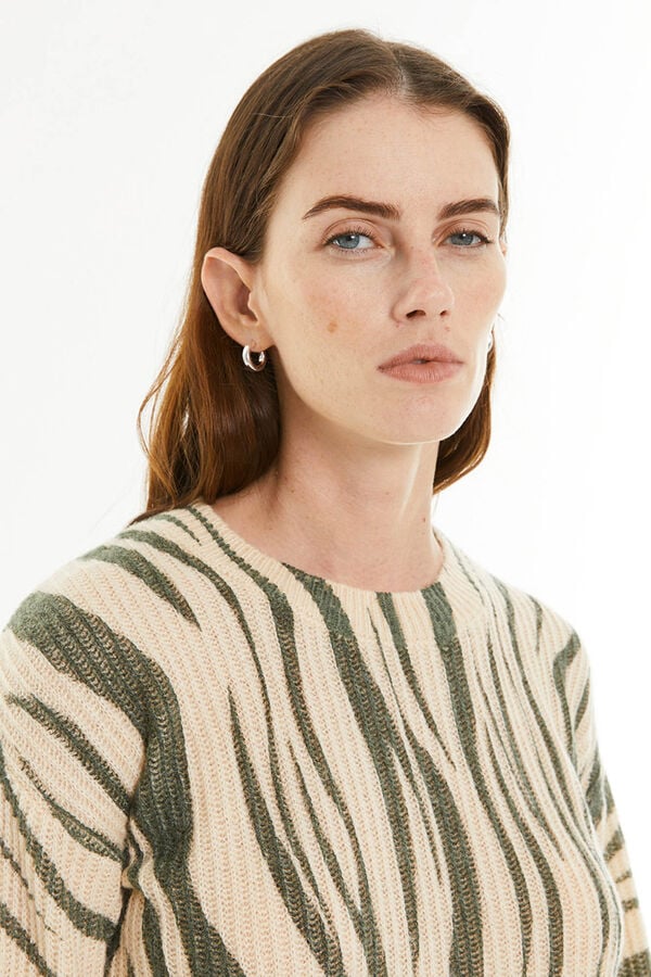 System Action Suéter com efeito animal estampado verde