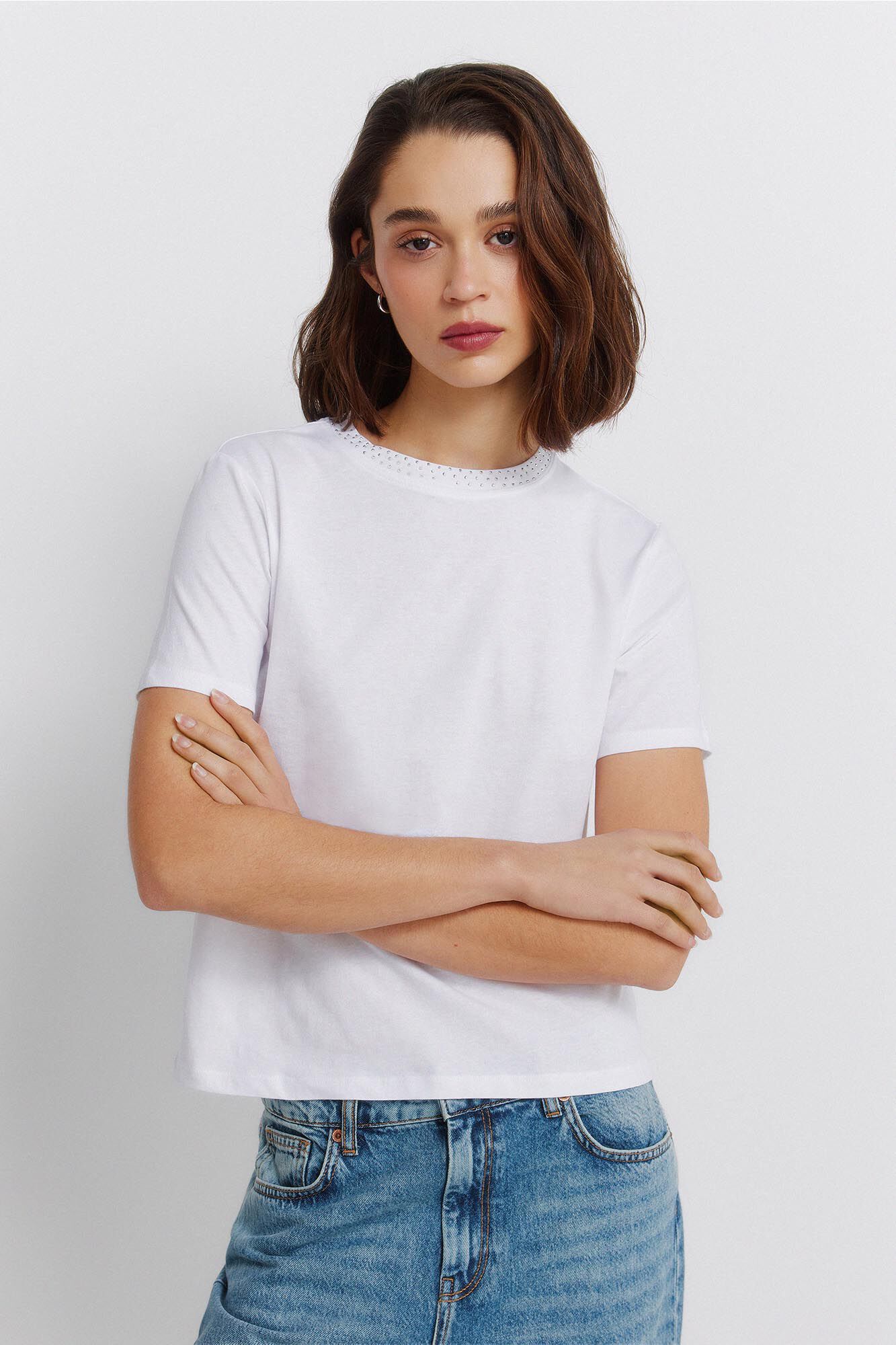 Springfield Camiseta manga corta tachas