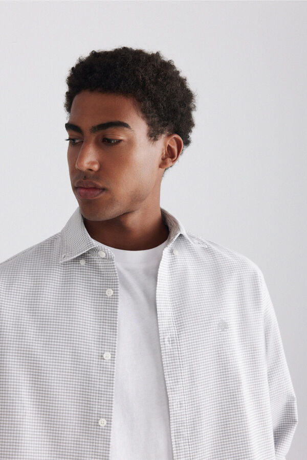 Springfield Camisa oxford estampado vichy cinzento