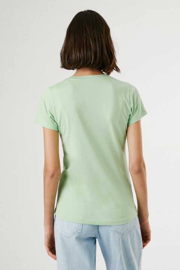 Pepe Jeans  Camiseta básica de manga curta com logo frontal verde