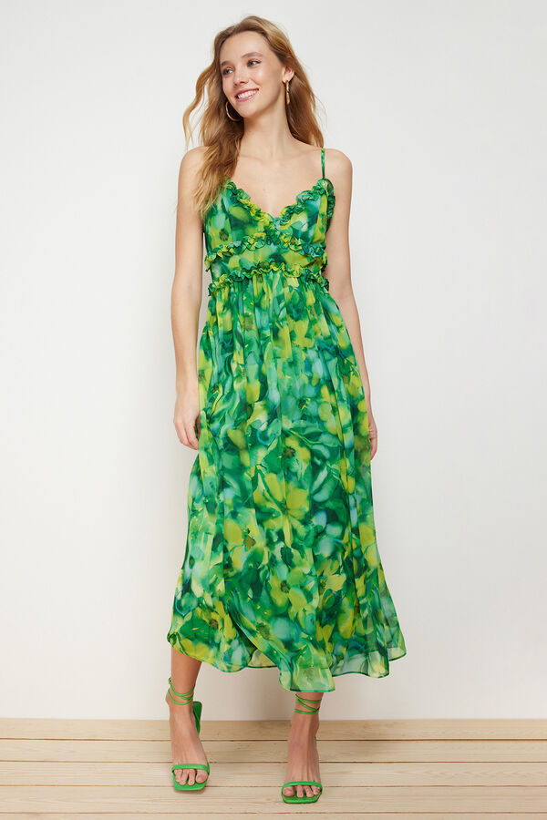 Trendyol Vestido comprido estampado verde