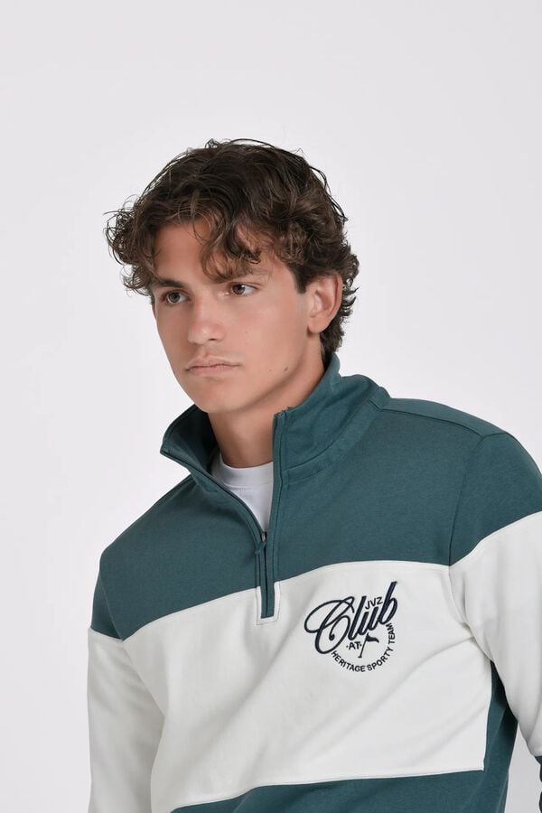 JVZ Sweatshirt de gola alta com meio fecho-&eacute;clair verde