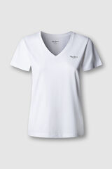 Pepe Jeans T-shirt de manga curta e gola em bico branco