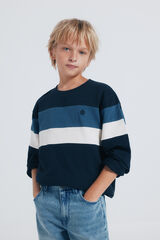 Springfield Kids Camiseta tricolor de manga comprida para menino azul