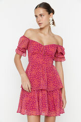 Trendyol Vestido mini com decote rosa