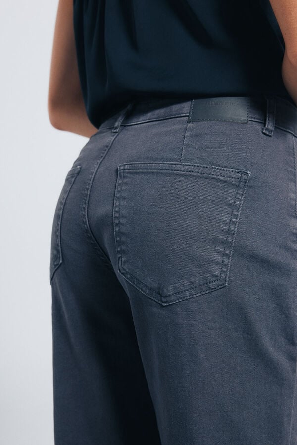 Springfield Calça jeans culotte com tachas cinzento