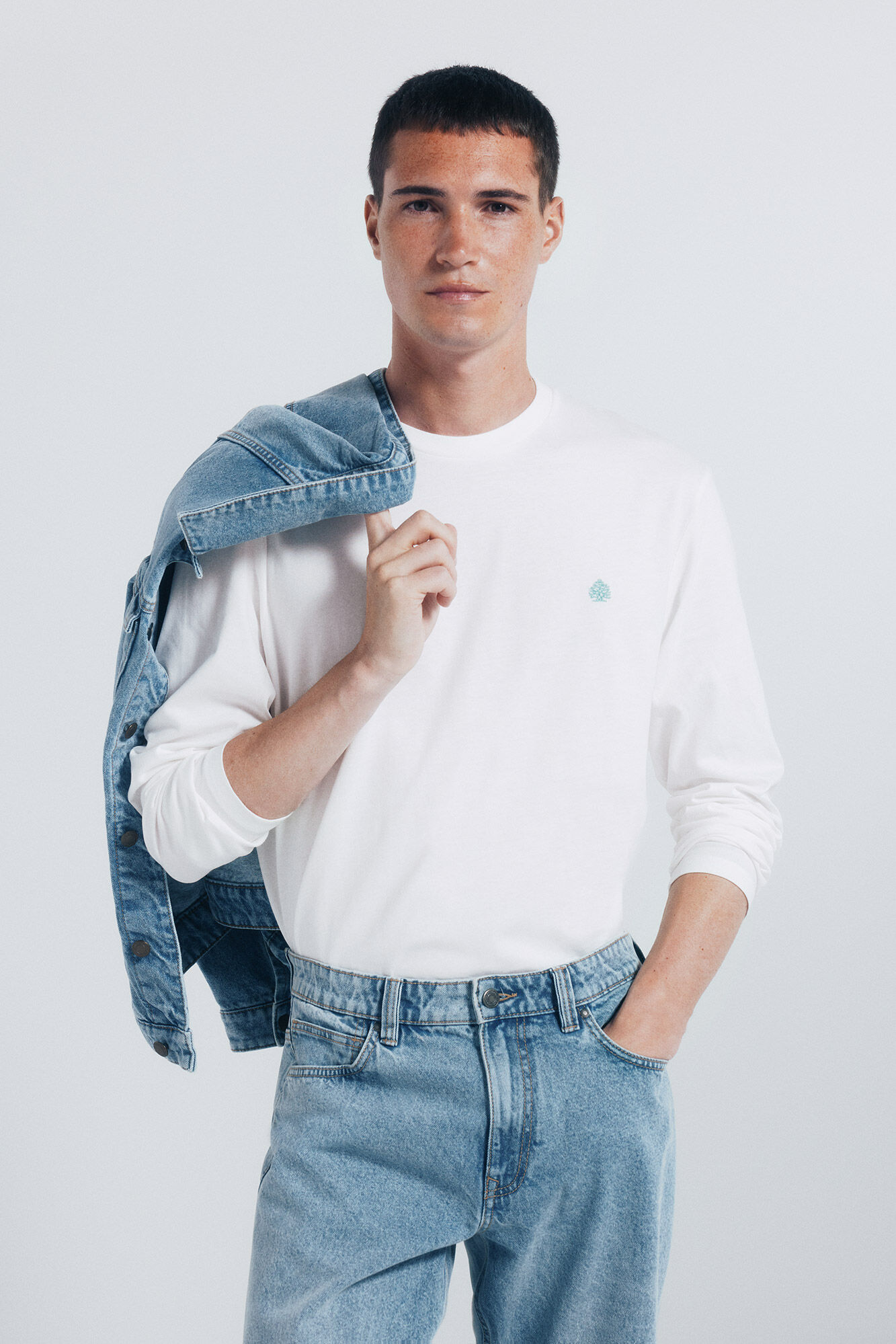 Springfield T-shirt b&aacute;sica de manga comprida com acabamento macio