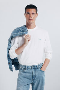 Springfield T-shirt básica de manga comprida com acabamento macio