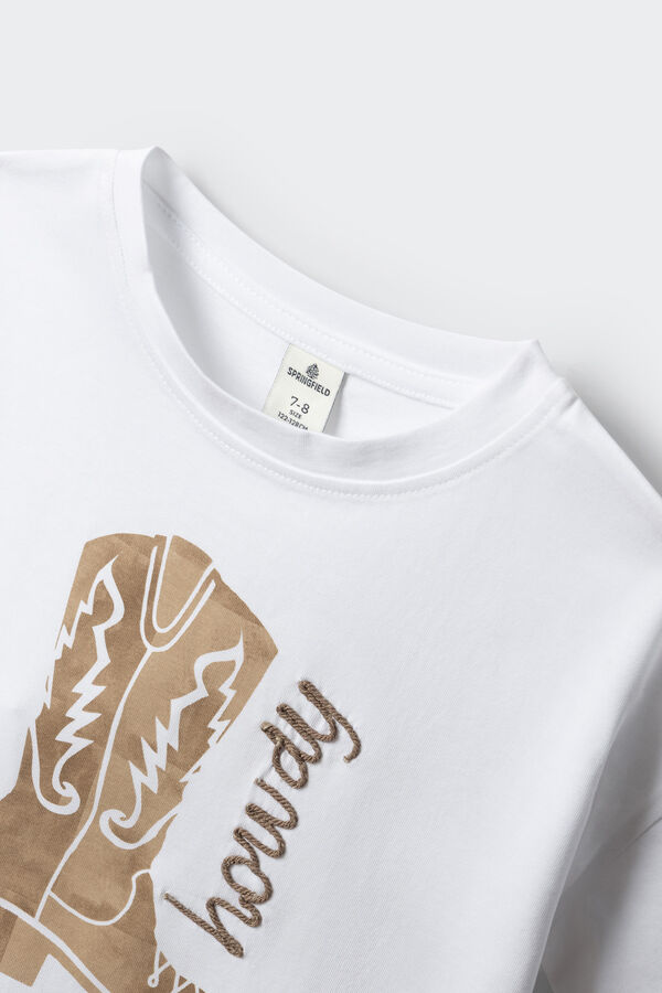 Springfield Kids T-shirt de manga curta cowboy de menina branco