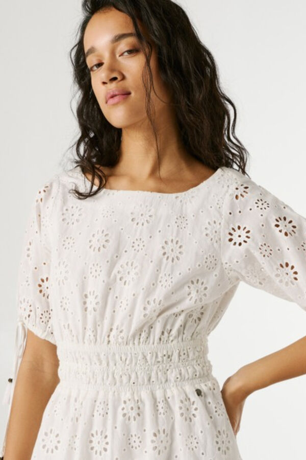 Pepe Jeans Vestido curto de manga curta branco