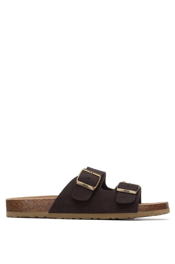 XTI Sand&aacute;lia em croute com fivelas castanho