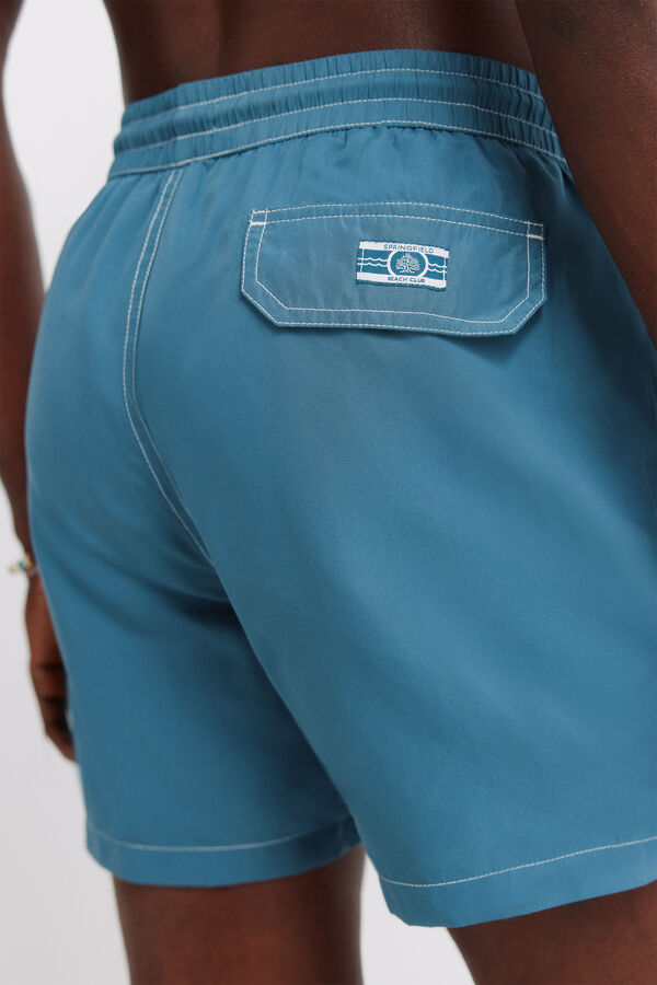 Springfield Fato de banho liso com contrastes azul